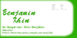 benjamin khin business card